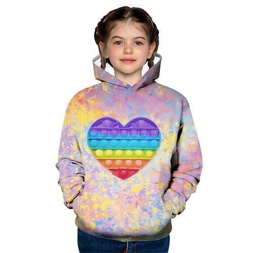 

Kids Girls' Hoodie Graphic Outdoor 3D Print Long Sleeve Pocket Fashion 3-12 Years Winter Multicolor