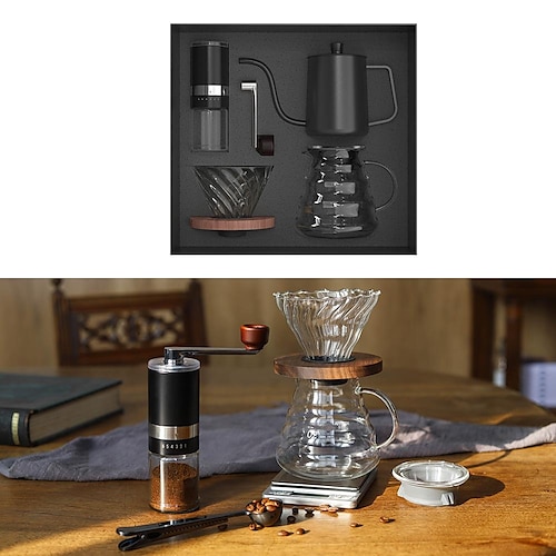 

Coffee Grinder Sharing Pot Hand Brewing Pot Coffee Set Combination Gift Box Gift Box Portable Household