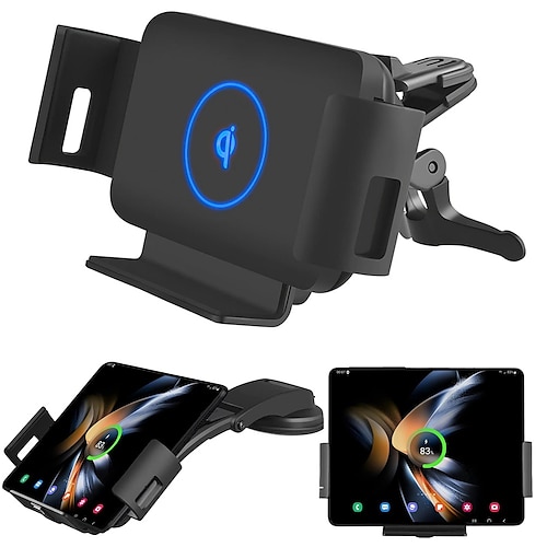 

15W Qi Wireless Car Charger Mount Holder Compatible for Samsung Galaxy Z Fold4 Fold3 Z Fold2 Fold S22 Ultra Google Pixel 6 Pro iPhone 14 Pro Max 4.3in-6.9in Phone Auto Clamp Fast Car Charger