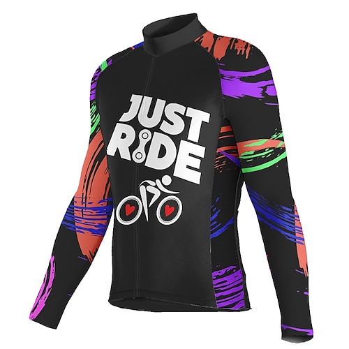 

21Grams Men's Cycling Jersey Long Sleeve Bike Jersey Top with 3 Rear Pockets Mountain Bike MTB Road Bike Cycling Breathable Quick Dry Moisture Wicking Reflective Strips Black Graphic Spandex Sports