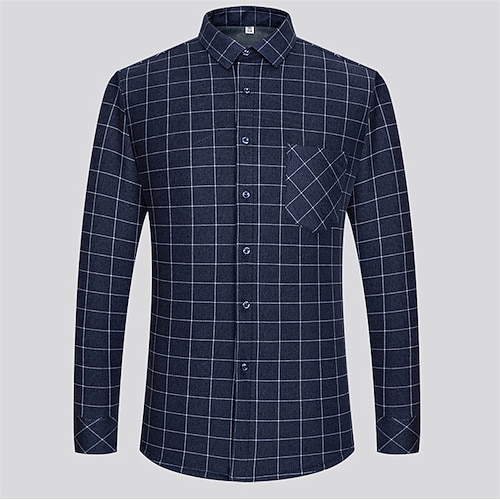 

Men's Dress Shirt Button Up Shirt Plaid Shirt Collared Shirt A B C Long Sleeve Plaid / Check Turndown Spring Fall Wedding Street Clothing Apparel Button-Down