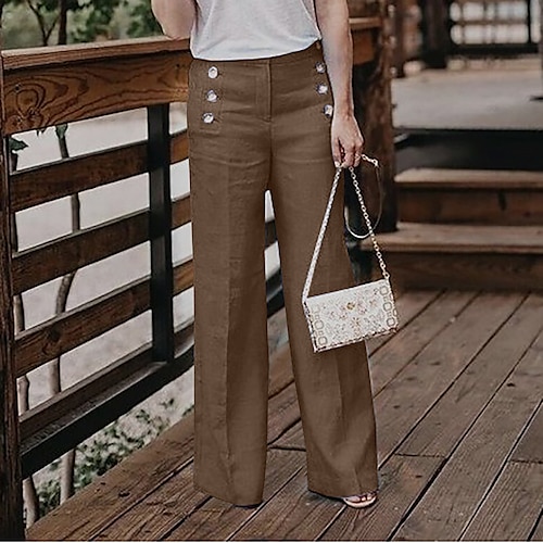 

Women's Culottes Wide Leg Pants Trousers Wide Leg Plain Comfort Full Length Daily Fashion Loose Fit Green Black Mid Waist Micro-elastic