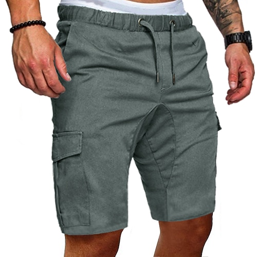 

Men's Shorts Bermuda shorts Drawstring Elastic Waistband with Side Pocket Solid Colored Outdoor Sports Short Pants Outdoor Daily Casual Shorts Slim ArmyGreen Black Inelastic / Multi Pocket / Summer