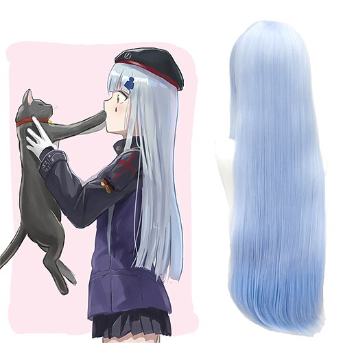 

Synthetic Wig HK416 Girls Frontline Straight With Bangs Machine Made Wig Long Light Blue Synthetic Hair Women's Soft Easy to Carry Fashion Blue / Daily Wear / Party / Evening
