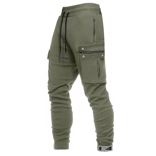 

Men's Sweatpants Cargo Pants Trousers Drawstring Elastic Waist Multi Pocket Full Length Cotton Casual Athleisure Dark Grey Army Green