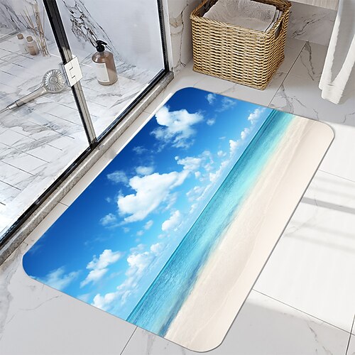 

Blue Sky Beach Series Digital Printing Floor Mat Modern Bath Mats Nonwoven / Memory Foam Novelty Bathroom