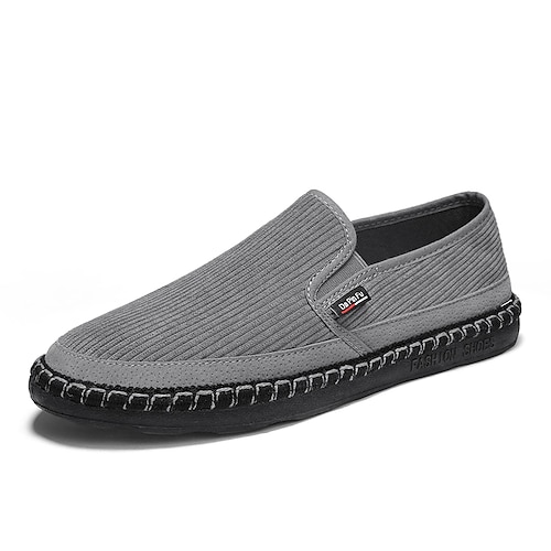 

Men's Loafers & Slip-Ons Casual Classic Outdoor Daily Canvas Elastic Fabric Black Khaki Gray Fall Spring