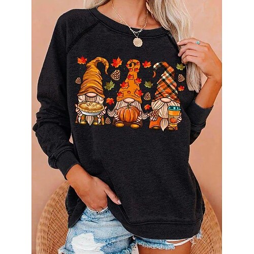 

Women's Sweatshirt Pullover Streetwear Blue Gray White Graphic Christmas Round Neck Long Sleeve S M L XL 2XL 3XL