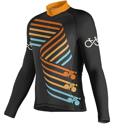 

21Grams Men's Cycling Jersey Long Sleeve Bike Top with 3 Rear Pockets Mountain Bike MTB Road Bike Cycling Breathable Quick Dry Moisture Wicking Reflective Strips Black Polyester Spandex Sports