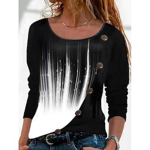 

Damen T Shirt Schwarz Rote Grün Graphic Taste Bedruckt Langarm Casual Wochenende Basic Rundhalsausschnitt Standard Farbe S