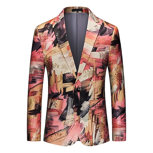 

Herre Mode Blazer Normal Standard pasform Blomstret Single Breasted En-knap Rød 2023