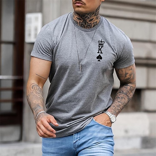 

Men's Unisex T shirt Tee Graphic Prints Poker Crew Neck Gray Hot Stamping Outdoor Street Short Sleeve Print Clothing Apparel Sports Designer Casual Big and Tall / Summer / Summer