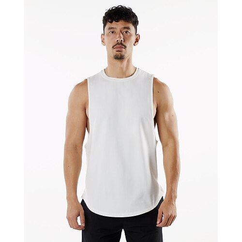 

Men's Workout Tank Top Running Tank Top Split Sleeveless Vest / Gilet Athletic Casual Cotton Breathable Fitness Gym Workout Basketball Sportswear Activewear Solid Colored Black Pink Khaki
