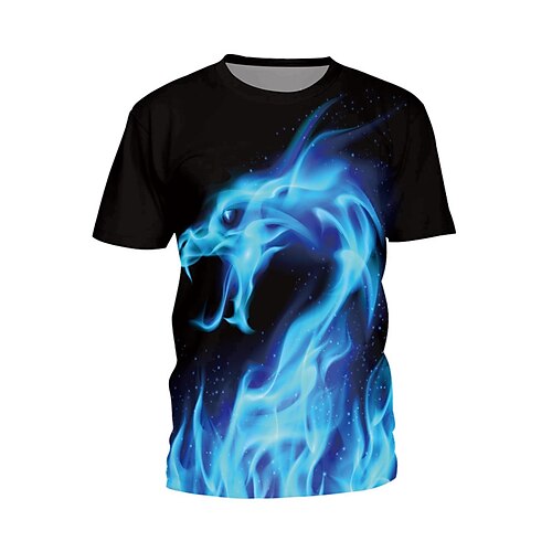 

Herren Unisex T Shirt Drache Grafik-Drucke Rundhalsausschnitt Blau 3D-Druck Outdoor Strasse Kurzarm Bedruckt Bekleidung Sport Designer Casual Groß und hoch / Sommer / Sommer