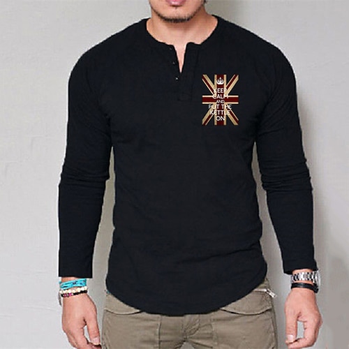 

Men's T shirt Tee Graphic Crew Neck White Black Hot Stamping Queen of England Street Daily Long Sleeve Print Clothing Apparel Fashion Designer Casual Comfortable / Sports