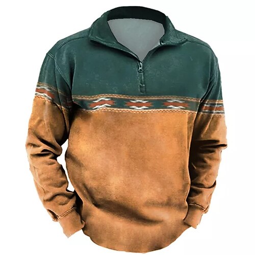 

Men's Unisex Zip Up Sweatshirt Pullover Color Block Graphic Prints Zipper Print Daily Sports 3D Print Designer Casual Big and Tall Clothing Apparel Hoodies Sweatshirts Long Sleeve Orange