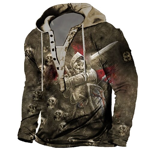 

Men's Unisex Pullover Hoodie Sweatshirt Button Up Hoodie Hooded Skull Graphic Prints Print Sports Outdoor Daily Sports 3D Print Designer Casual Big and Tall Clothing Apparel Hoodies Sweatshirts