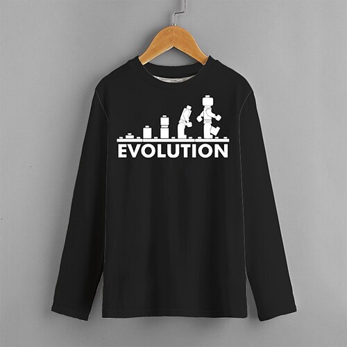 

Kids Boys T shirt Letter Outdoor 3D Print Long Sleeve Active 3-12 Years Winter Green Black Yellow