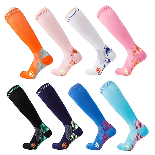 

Compression Socks 1 Pair Men's Women's Socks Breathable Sweat wicking Comfortable Gym Workout Basketball Running Active Training Jogging Sports Color Block Nylon Navy Blue Sky Blue Orange / Athletic