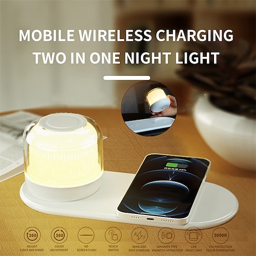 

Wireless Charger 15W Magnetic LED Desk Lamp With White Wireless Charger For Phone Fast Wireless Charging Dock Station For Smartphone Night Light