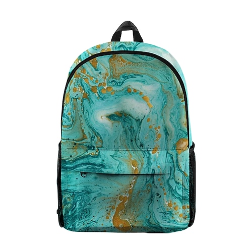 

Kid's Unisex School Bag Bookbag Oxford 3D Print Adjustable Lightweight Zipper School Daily Green