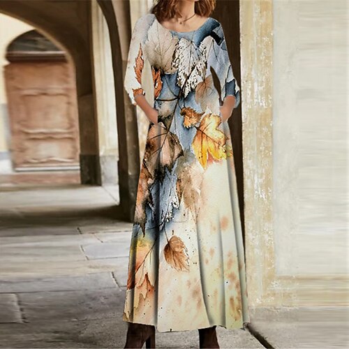 

Women's Casual Dress Swing Dress Long Dress Maxi Dress Khaki Long Sleeve Pocket Winter Fall Autumn V Neck Winter Dress Fall Dress 2022 S M L XL XXL 3XL
