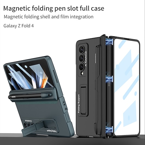 

téléphone Coque Pour Samsung Galaxy Etui folio Z Fold 4 Porte-crayons Avec Support Magnétique Couleur Pleine TPU