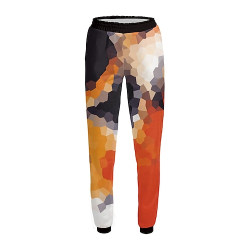 

Men's Sweatpants Joggers Trousers Drawstring Side Pockets Elastic Waist Graphic Prints Geometry Comfort Breathable Sports Outdoor Casual Daily Streetwear Stylish Orange Micro-elastic / Elasticity