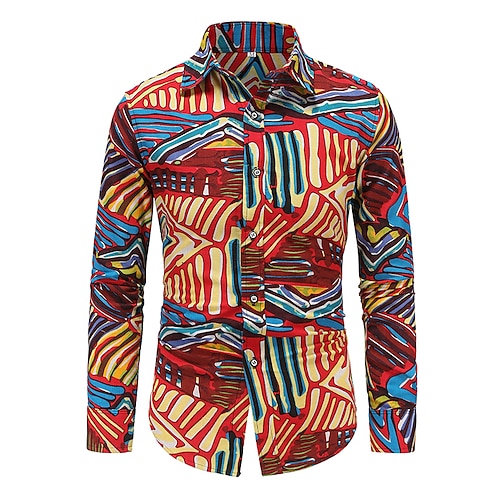 

Homens Camisa Social Gráfico Colarinho Clássico Arco-íris Casual Diário Manga Longa Roupa Simples