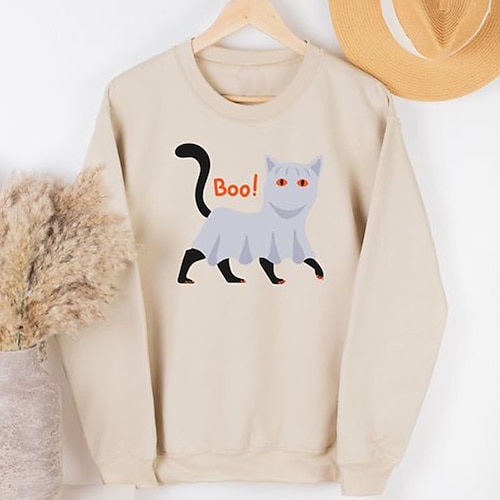 

Kids Boys Halloween Sweatshirt Animal Outdoor 3D Print Long Sleeve Crewneck Fashion 3-12 Years Winter Khaki