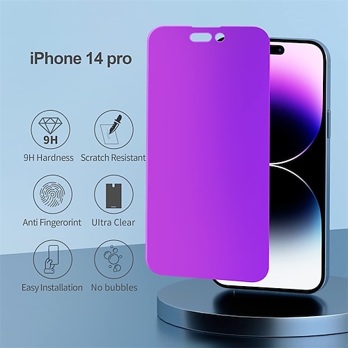 

Compatible for iPhone 14 Pro 6.1 inch Display Gradient Colorful Anti Spy Anti Blue Light HD Screen Protector Tempered Glass Easy Installation