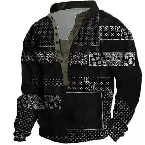 

Men's Unisex Sweatshirt Pullover Button Up Hoodie Black Standing Collar Tribal Graphic Prints Print Casual Daily Sports 3D Print Streetwear Designer Casual Spring & Fall Clothing Apparel Hoodies