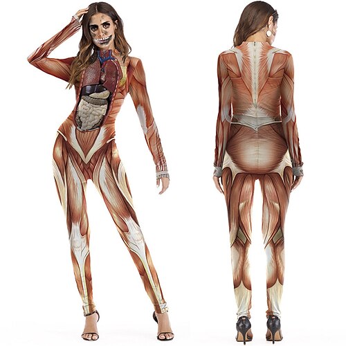 

Zentai Suits Catsuit Skin Suit Skeleton / Skull Adults' Cosplay Costumes Cosplay Women's Anatomy Carnival Masquerade