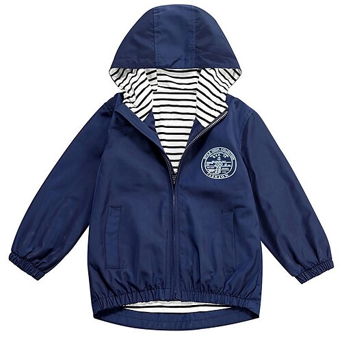 

Kids Boys Jacket Outerwear Plain Long Sleeve Coat Daily Cotton Cool Sport Royal Blue Winter Fall 3-12 Years