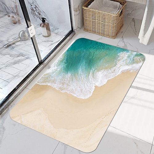 

Beach Grass Series Digital Printing Floor Mat Modern Bath Mats Nonwoven / Memory Foam Novelty Bathroom