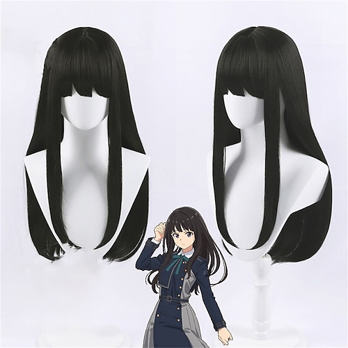 

Lycoris Recoil Inoue Takina Cosplay Wig Synthetic Wig With Bangs Wig Long Black Synthetic Hair Women's