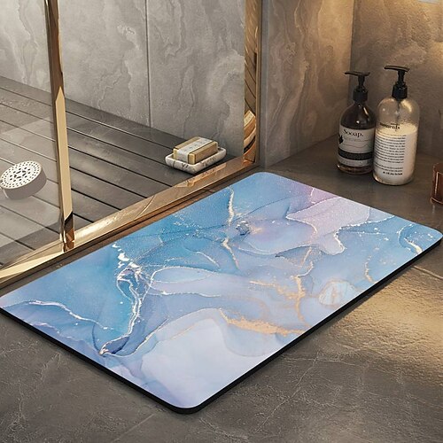 

Marble Pattern Diatomaceous Earth Bath Mat Creative Bathroom Rug Coral Velve New Design