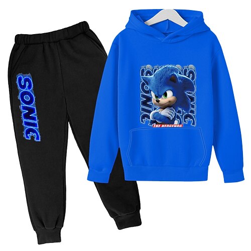 

Kids Boys Hoodie Pants HoodieSet Clothing Set 2 Pieces Long Sleeve White Blue Pink Cartoon Letter Print Street Vacation Outdoor Fashion Comfort Cool Daily 3-12 Years
