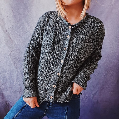 

Women's Cardigan Sweater Jumper Crochet Knit Pocket Knitted Pure Color U Neck Stylish Casual Outdoor Daily Winter Fall Khaki Gray S M L / Long Sleeve / Holiday / Regular Fit / Going out / Ripped