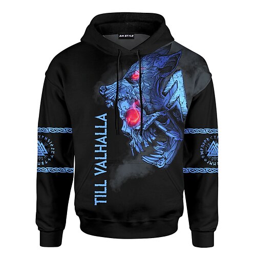 

Men's Unisex Pullover Hoodie Sweatshirt Black Hooded Skull Graphic Prints Print Daily Sports 3D Print Streetwear Designer Casual Spring & Fall Clothing Apparel Hoodies Sweatshirts Long Sleeve