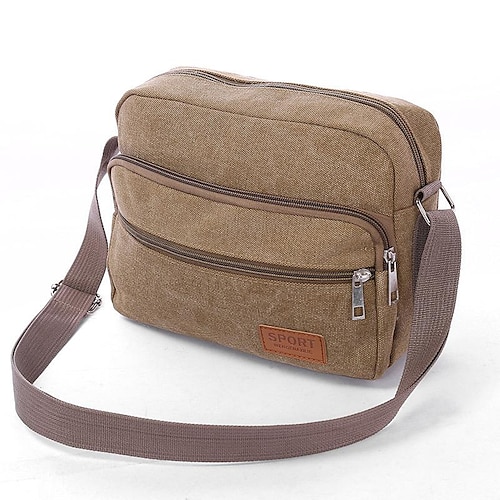 

Men's Messenger Bag Crossbody Bag Canvas Zipper Daily Going out Office & Career Khaki canvas large horizontal length 30cm Black canvas large horizontal section length 30cm Green canvas large