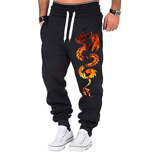 

Men's Sweatpants Joggers Trousers Drawstring Elastic Waist Print Graphic Prints Comfort Breathable Sports Outdoor Casual Daily Cotton Blend Streetwear Designer White Black Micro-elastic
