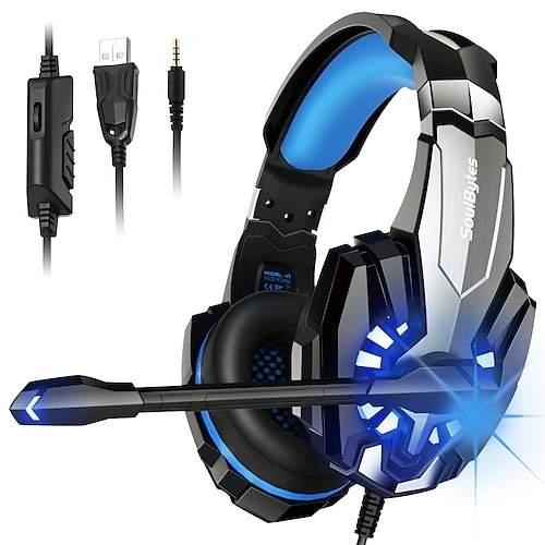 

Stereo Gaming Headset for Xbox One PS4 PS5 PC Controller, Noise Cancelling Over Ear Headphones with Mic, LED Light, Bass Surround, Soft Memory Earmuffs for Laptop Mac Nintendo NES Games