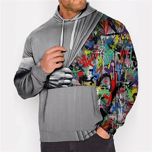 

Men's Plus Size Hoodie Big and Tall Color Block Hooded Long Sleeve Spring Fall Basic Designer Plus Size Casual Daily Sports Tops