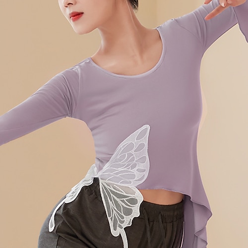 

Activewear Top Butterfly Pure Color Splicing Women's Performance Training Long Sleeve High Polyester / Cotton Blend