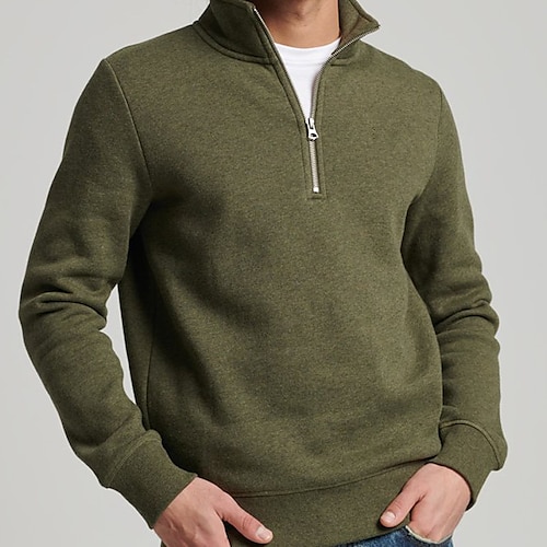 

Men's Zip Hoodie Sweatshirt Pullover Solid Color Half Zip Sports Outdoor Daily Sports Basic Streetwear Casual Clothing Apparel Hoodies Sweatshirts Long Sleeve Army Green / Spring / Fall