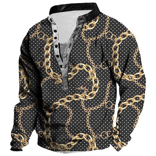 

Men's Unisex Sweatshirt Pullover Button Up Hoodie Graphic Prints Chains Print Print Casual Daily Sports 3D Print Streetwear Designer Casual Hoodies Sweatshirts Long Sleeve Black