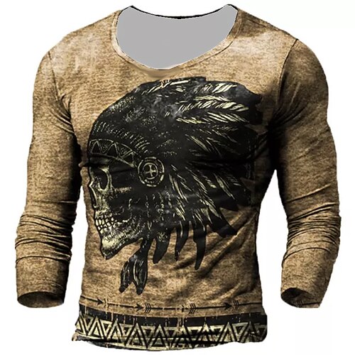 

Men's Unisex T shirt Tee Skull Graphic Prints Crew Neck Green Blue Purple Brown Light Blue 3D Print Outdoor Street Long Sleeve Print Clothing Apparel Basic Sports Designer Casual