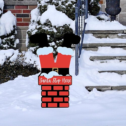 

Christmas Chimney Acrylic Outdoor Courtyard Garden Yard Art Decoration