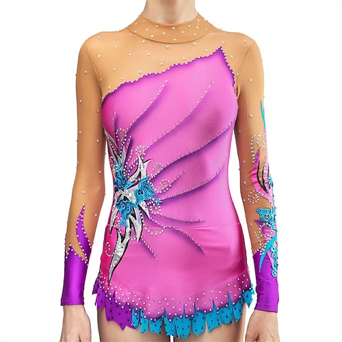 

Rhythmic Gymnastics Leotards Gymnastics Leotards Women's Girls' Bodysuit Stretchy Breathable Sparkly Long Sleeve Training Performance Competition Training Athletic Artistic Gymnastics Gymnastics